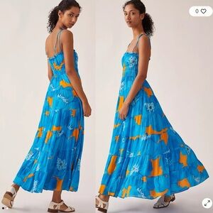 Hutch Flynn Smocked Printed Maxi Dress size XL
